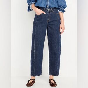 Old Navy High-Waisted Barrel Ankle Jeans Dark Wash